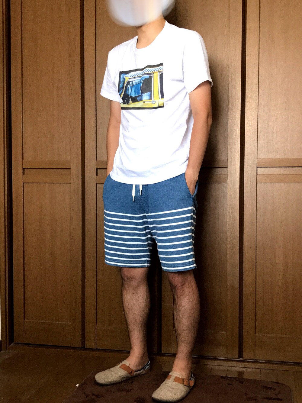 「B:MING by BEAMS、BEAMS、nano・universe、Junred、夏コーデ、大人コーデ、リラックススタイル、白Tシャツ、短パン、海」｜「B:MING by BEAMSのビーミング by ビームス / New York プリント Tシャツ（Tシャツ/カットソー、その他）」を使った、ワークさん（メンズ・179cm）の夏コーディネートの1枚目の写真