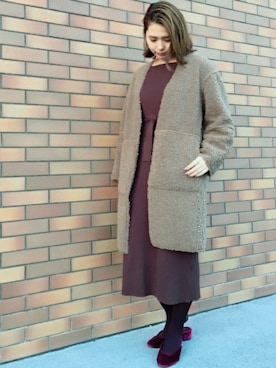 ROPE'のムートンコートを使った人気ファッションコーディネート - WEAR