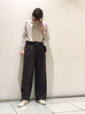 「ウールパンツ」｜本社 プレスさん（レディース・163cm）の冬コーディネート