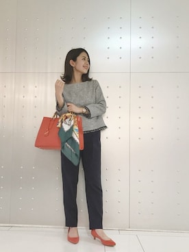 「アイテム（バンダナ/スカーフ）」を使った、本社 プレスさん（レディース・151cm）の春コーディネート