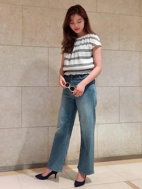 「アイテム（サングラス、ピンク系）」を使った、本社 プレスさん（レディース・167cm）の夏コーディネート