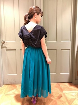 「アイテム（シューズ、パープル系）」を使った、本社 プレスさん（レディース・151cm）の夏コーディネート