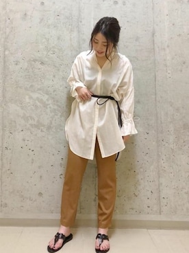 「アイテム（パンツ、イエロー系）」を使った、本社 プレスさん（レディース・154cm）の夏コーディネート