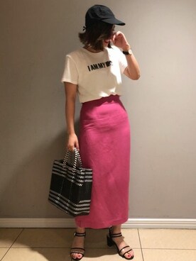 「レタリング」｜本社 プレスさん（レディース・161cm）の夏コーディネート