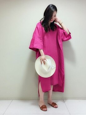 「ROPE'（ロペ）のアイテム（帽子）」を使った、本社 プレスさん（レディース・161cm）の夏コーディネート