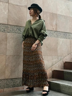 「アイテム（スカート、オレンジ系）」を使った、本社 プレスさん（レディース・150cm）の夏コーディネート