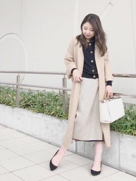 「ラップスカート」｜「アイテム（その他アウター）」を使った、本社 プレスさん（レディース・154cm）の秋コーディネート