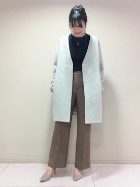 「アイテム（その他アウター、グリーン系）」を使った、本社 プレスさん（レディース・161cm）の秋コーディネート