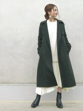トレンチコートを使った ダークグリーン のレディース人気ファッションコーディネート Wear