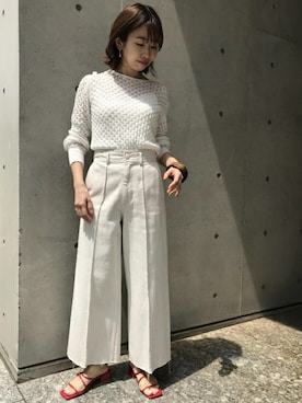 「ホワイトパンツ」｜本社 プレスさん（レディース・155cm）の春コーディネート