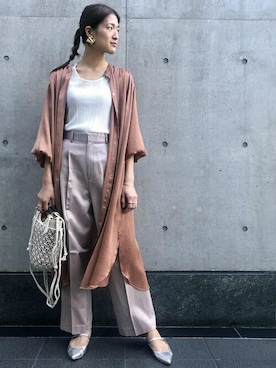 「アイテム（シャツワンピース）」を使った、本社 プレスさん（レディース・167cm）の夏コーディネート