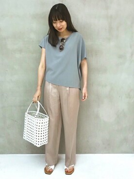 「summer」｜「アイテム（トートバッグ）」を使った、本社 プレスさん（レディース・165cm）の夏コーディネート