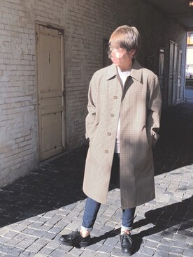「アイテム（ステンカラーコート）」を使った、hirotoさん（メンズ・168cm・20代）の冬コーディネート