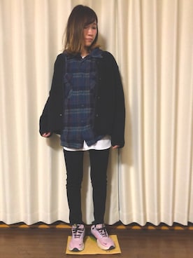 「ネルシャツ」｜「アイテム（その他アウター）」を使った、ぽんきちさん☆さん（レディース・150cm）の冬コーディネート