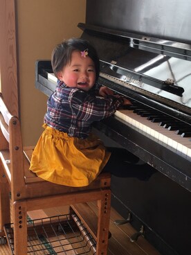 「アイテム（タイツ/ストッキング、ブルー系）」を使った、mimamaさん（キッズ・90cm）の冬コーディネート