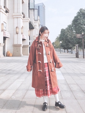 「ehka sopo（エヘカソポ）のアイテム（ダッフルコート）」を使った、Memokyanさん（レディース・158cm）の冬コーディネート