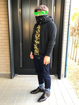 「SWAGGER（スワッガー）のアイテム（ハンチング/ベレー帽）」を使った、K’mさん（メンズ・168cm）の春コーディネート