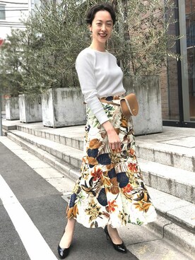 「ワッフル」｜「アイテム（パンプス）」を使った、nano・universe 鳴海有加さん（レディース・164cm）の冬コーディネート