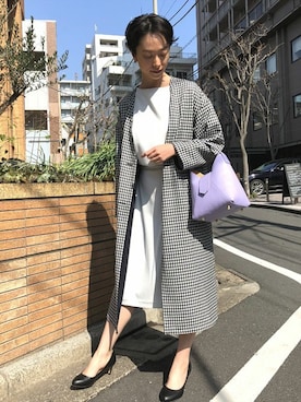 「HASHIBAMI（ハシバミ）のアイテム（バッグ）」を使った、nano・universe 鳴海有加さん（レディース・164cm）の冬コーディネート