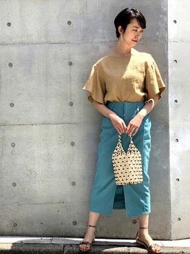 「HALIN（ハリン）のアイテム」を使った、nano・universe 鳴海有加さん（レディース・164cm）の春コーディネート