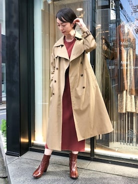 「NANO universe（ナノユニバース）のアイテム（トレンチコート）」を使った、nano・universe 鳴海有加さん（レディース・164cm）の秋コーディネート