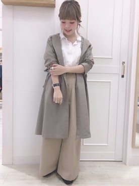 「リネンブラウス」｜「アイテム（その他アウター）」を使った、studio CLIP那覇♡mikityさん（レディース・158cm）の春コーディネート