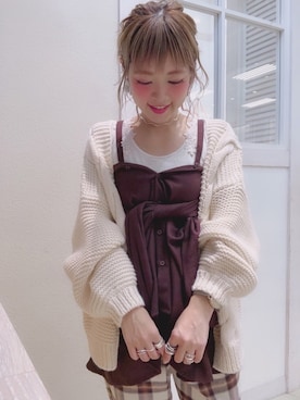 「ケーブルカーディガン」｜「アイテム（その他アウター）」を使った、studio CLIP那覇♡mikityさん（レディース・158cm）の冬コーディネート