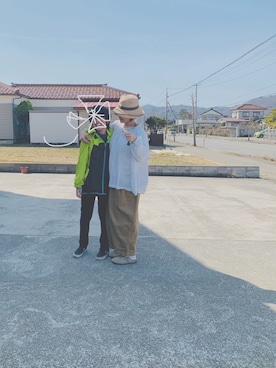 「08Mab（ゼロハチマブ）のアイテム（シャツ/ブラウス、ホワイト系）」を使った、yuruto*さん（レディース）の春コーディネート