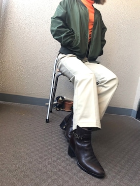 「アベイル」｜「アイテム（MA-1）」を使った、zawAさん（レディース・155cm）の春コーディネート