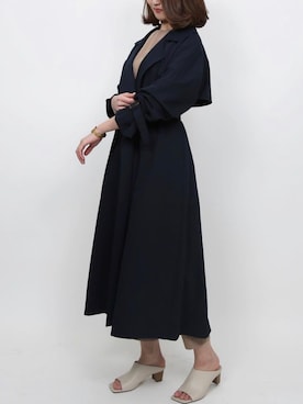 「UR'S（ユアーズ）のﾊﾞｯｸｽﾘｯﾄﾄﾚﾝﾁｺｰﾄ（トレンチコート、ブルー系）」を使った、ur'sさん（レディース・155cm）の春コーディネート