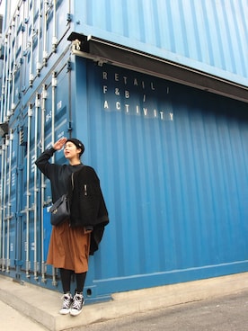 「FRED PERRY（フレッドペリー）のアイテム（ハンチング/ベレー帽）」を使った、rica yoshinaさん（レディース・163cm）の春コーディネート