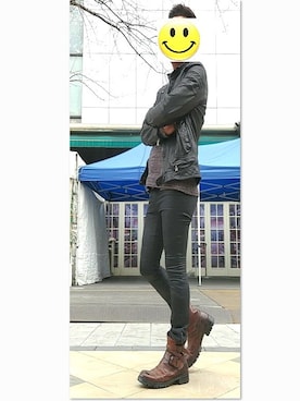 「A（エィス）のアイテム（パンツ）」を使った、stevenさん（メンズ・174cm）の冬コーディネート