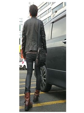 「A（エィス）のアイテム（パンツ）」を使った、stevenさん（メンズ・174cm）の冬コーディネート