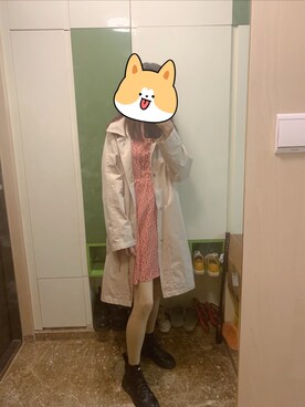 「airiqiのアイテム（ワンピース、レッド系）」を使った、来自喵星的橙子さん（レディース）の秋コーディネート