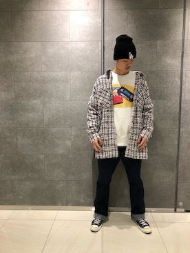 「Little sunny bite（リトルサニーバイト）のアイテム（スウェット）」を使った、Kazuki Yanaiさん（メンズ・182cm）の冬コーディネート