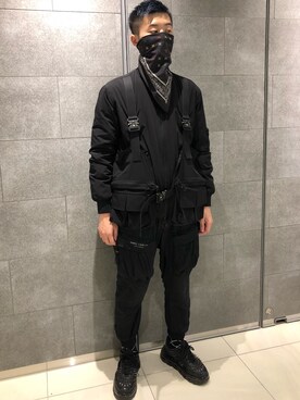 「DANKE SCHON（ダンケシェーン）のアイテム（MA-1）」を使った、Kazuki Yanaiさん（メンズ・182cm）の冬コーディネート