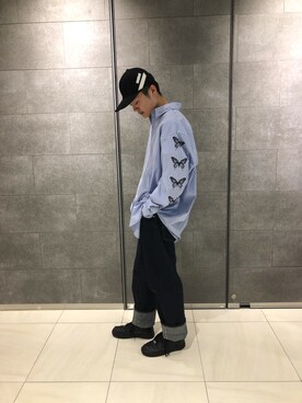 「FULL-BK（フルビーケー）のアイテム（キャップ）」を使った、Kazuki Yanaiさん（メンズ・182cm）の冬コーディネート