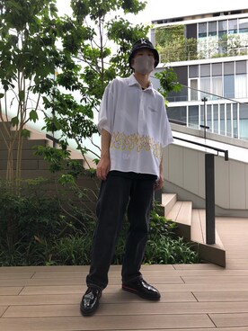 「L.H.P（エルエイチピー）のアイテム（帽子）」を使った、Kazuki Yanaiさん（メンズ・182cm）の夏コーディネート