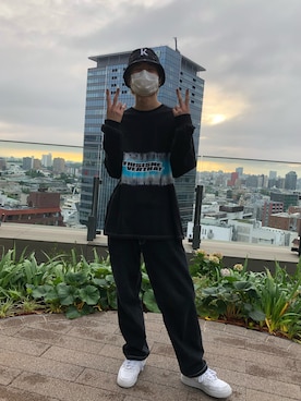 「L.H.P（エルエイチピー）のアイテム（帽子）」を使った、Kazuki Yanaiさん（メンズ・182cm）の夏コーディネート