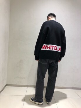 「WHITELAND（ホワイトランド）のアイテム（カーディガン/ボレロ）」を使った、Kazuki Yanaiさん（メンズ・182cm）の秋コーディネート