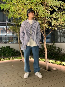 「DANKE SCHON（ダンケシェーン）のアイテム（スウェット）」を使った、Kazuki Yanaiさん（メンズ・182cm）の冬コーディネート