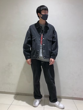 「DANKE SCHON（ダンケシェーン）のアイテム（デニムジャケット）」を使った、Kazuki Yanaiさん（メンズ・182cm）の冬コーディネート