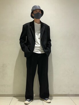「DANKE SCHON（ダンケシェーン）のアイテム（帽子）」を使った、Kazuki Yanaiさん（メンズ・182cm）の冬コーディネート