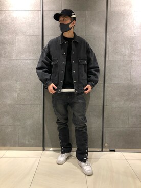 「DANKE SCHON（ダンケシェーン）のアイテム（デニムジャケット）」を使った、Kazuki Yanaiさん（メンズ・182cm）の冬コーディネート