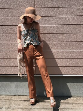 「アイテム（チューブトップ、ブルー系）」を使った、さ　く　らさん（レディース・158cm）の夏コーディネート