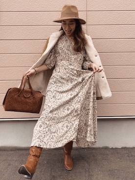 「stradivarius（ストラディバリウス）のアイテム（帽子）」を使った、さ　く　らさん（レディース・158cm）の冬コーディネート