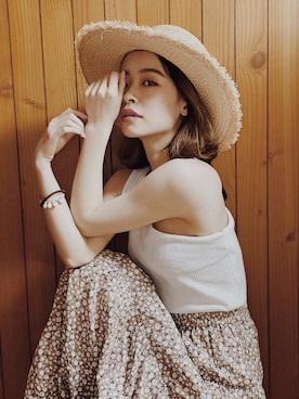 「stradivarius（ストラディバリウス）のアイテム（帽子）」を使った、さ　く　らさん（レディース・158cm）の春コーディネート