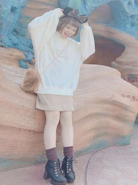 「消えそうな色コーデ」｜「アイテム（スウェット）」を使った、よぴさん（レディース・148cm）の春コーディネート
