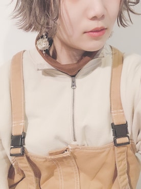 「ニコアンド」｜「アイテム（ジャンパースカート）」を使った、よぴさん（レディース・148cm）の春コーディネート