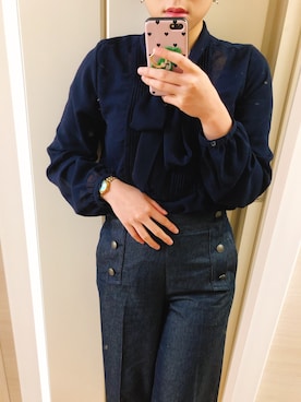 「マリンコーデ」｜「アイテム（アナログ腕時計）」を使った、そね_れまーじゅさん（レディース・158cm）の春コーディネート